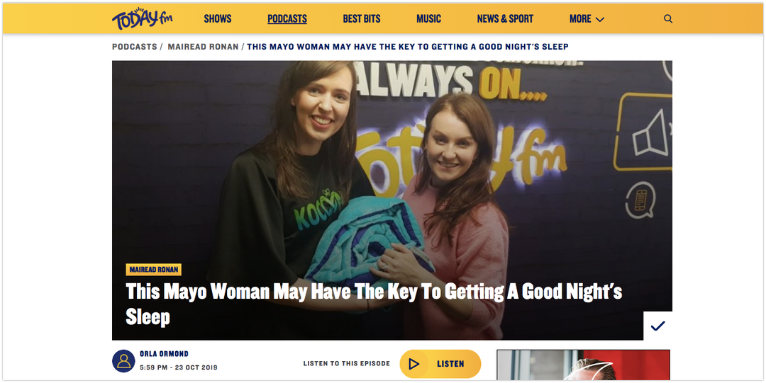 Kocoono as seen and heard on Today FM